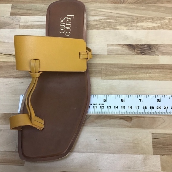 FRANCO Sarto sandals yellow leather flat toe strap stylish contemporary boho 8.5 - Picture 10 of 14